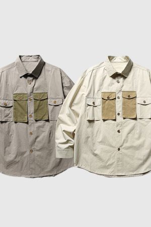 Style Core Aesthetics, New Style Trends Pocket Contrast Shirts