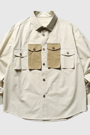 Style Core Aesthetics, New Style Trends Pocket Contrast Shirts