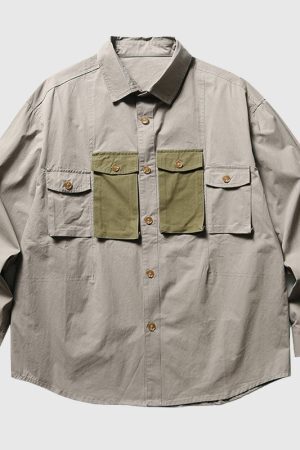 Style Core Aesthetics, New Style Trends Pocket Contrast Shirts