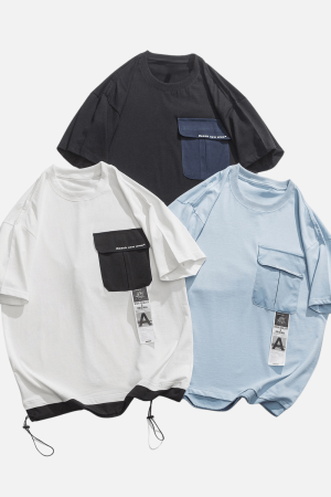 Style Core Aesthetics, New Style Trends Pocket Drawstring Cotton Shirt