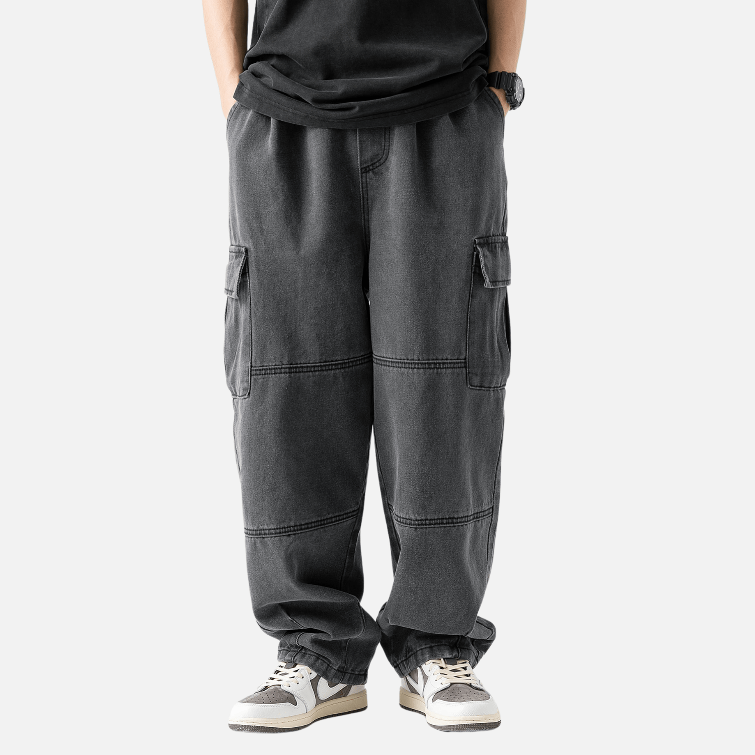 Style Core Aesthetics, New Style Trends Pocket Patchwork Design Cargo Jeans Style Core Aesthetics, New Style Trends Pocket Patchwork Design Cargo Jeans