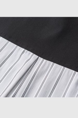 Style Core Aesthetics, New Style Trends Pocket Patchwork Striped Shirt