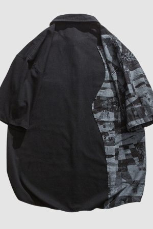 Style Core Aesthetics, New Style Trends Print Patchwork Shirts