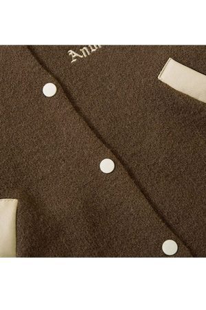 Style Core Aesthetics, New Style Trends PU Sleeve Patchwork Cropped Varsity Jacket