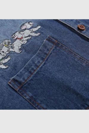 Style Core Aesthetics, New Style Trends Puppy Embroidered Denim Shirts