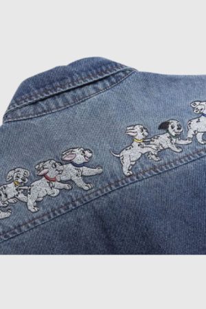 Style Core Aesthetics, New Style Trends Puppy Embroidered Denim Shirts