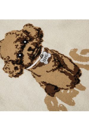 Style Core Aesthetics, New Style Trends Puppy Pattern Embroidered Pullover