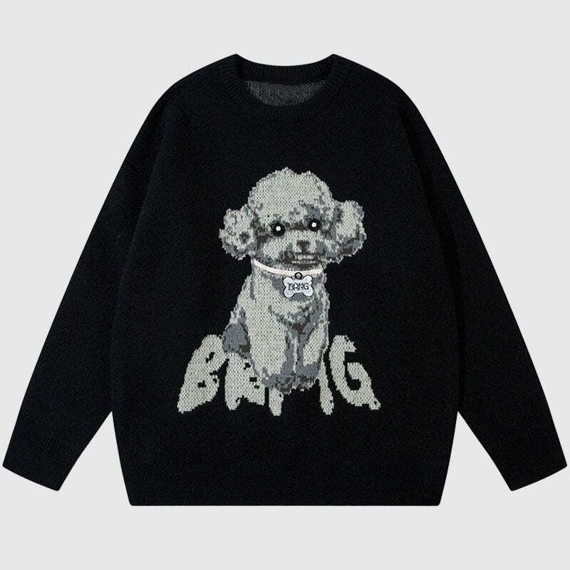 Style Core Aesthetics, New Style Trends Puppy Pattern Embroidered Pullover Style Core Aesthetics, New Style Trends Puppy Pattern Embroidered Pullover