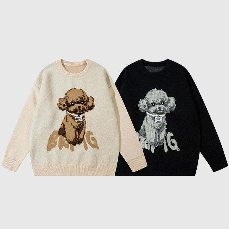 Style Core Aesthetics, New Style Trends Puppy Pattern Embroidered Pullover Style Core Aesthetics, New Style Trends Puppy Pattern Embroidered Pullover