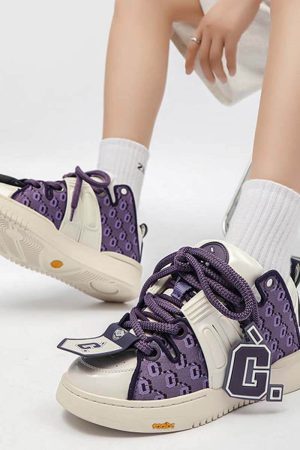 Style Core Aesthetics, New Style Trends Purple Retro Sneakers