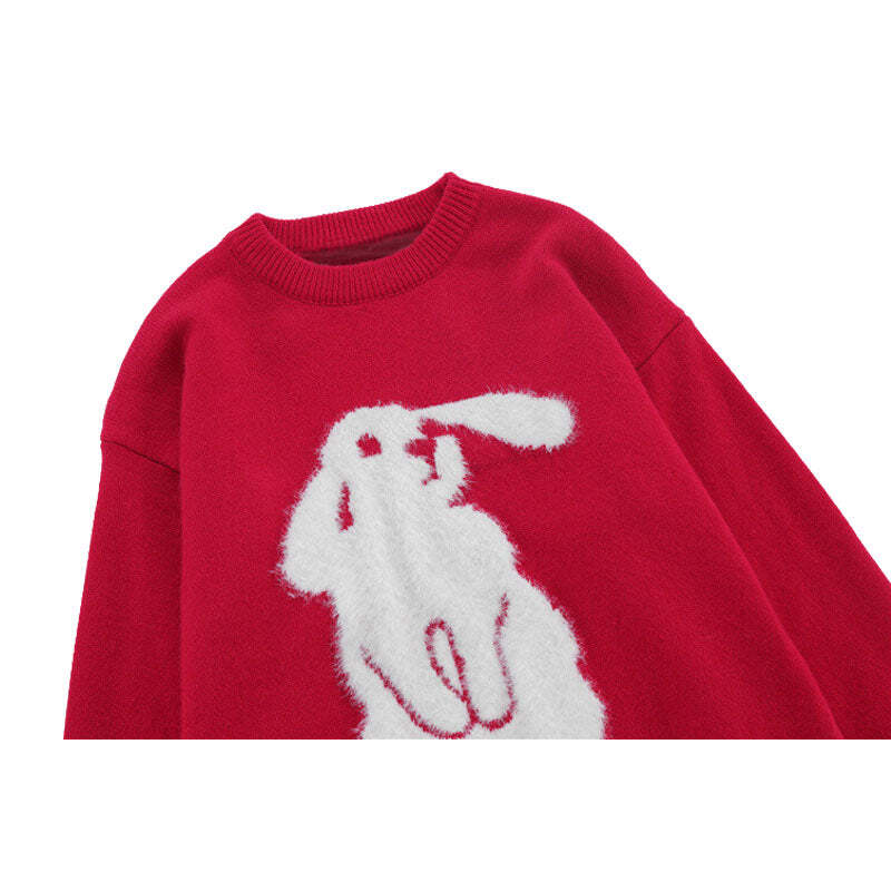 Style Core Aesthetics, New Style Trends Rabbit Pattern Embroidered Pullover Style Core Aesthetics, New Style Trends Rabbit Pattern Embroidered Pullover