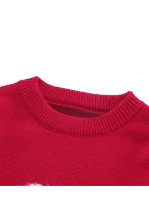 Style Core Aesthetics, New Style Trends Rabbit Pattern Embroidered Pullover