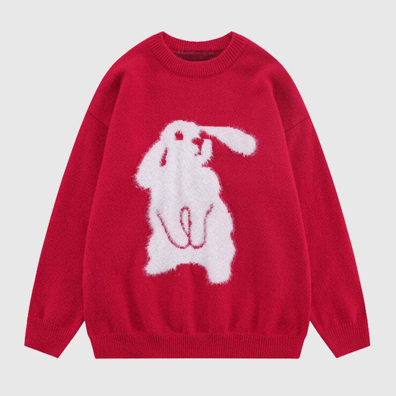 Style Core Aesthetics, New Style Trends Rabbit Pattern Embroidered Pullover Style Core Aesthetics, New Style Trends Rabbit Pattern Embroidered Pullover