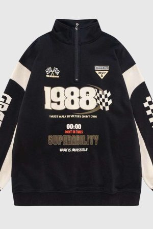 Style Core Aesthetics, New Style Trends Racing Graphic Half-Zip Pullover