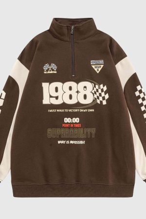 Style Core Aesthetics, New Style Trends Racing Graphic Half-Zip Pullover