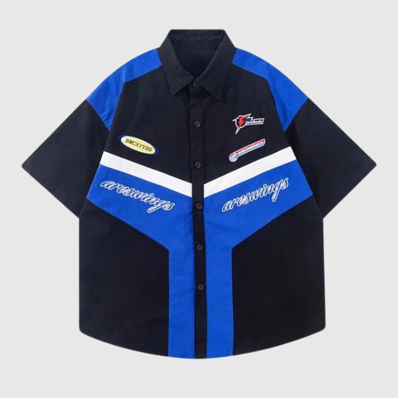 Style Core Aesthetics, New Style Trends Racing Patchwork Shirt