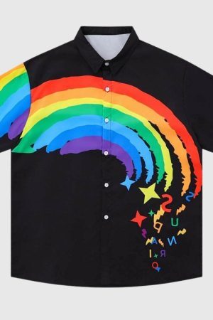 Style Core Aesthetics, New Style Trends Rainbow Graphic Shirt