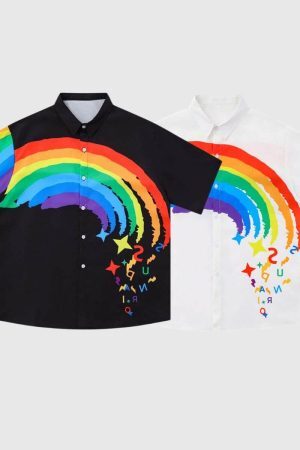 Style Core Aesthetics, New Style Trends Rainbow Graphic Shirt