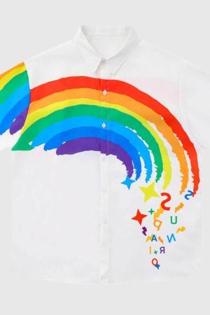 Style Core Aesthetics, New Style Trends Rainbow Graphic Shirt