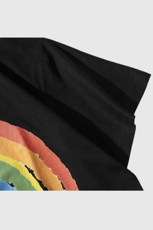 Style Core Aesthetics, New Style Trends Rainbow Printed Tassel Decor Tee