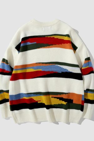Style Core Aesthetics, New Style Trends Rainbow Stripe Sweater