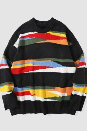 Style Core Aesthetics, New Style Trends Rainbow Stripe Sweater