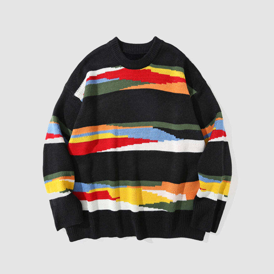 Style Core Aesthetics, New Style Trends Rainbow Stripe Sweater