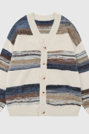 Style Core Aesthetics, New Style Trends Rainbow Striped Gradient Cardigan