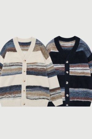 Style Core Aesthetics, New Style Trends Rainbow Striped Gradient Cardigan