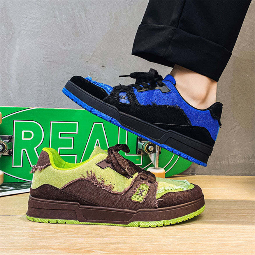 Style Core Aesthetics, New Style Trends Raw-Edge Contrast Color Skate Shoes Style Core Aesthetics, New Style Trends Raw-Edge Contrast Color Skate Shoes