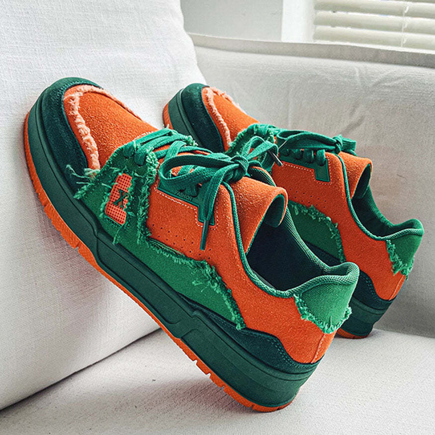 Style Core Aesthetics, New Style Trends Raw-Edge Contrast Color Skate Shoes Style Core Aesthetics, New Style Trends Raw-Edge Contrast Color Skate Shoes