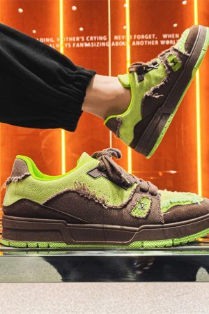 Style Core Aesthetics, New Style Trends Raw-Edge Contrast Color Skate Shoes