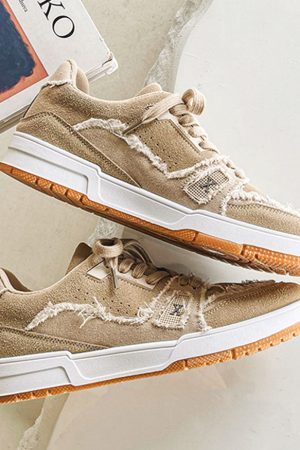 Style Core Aesthetics, New Style Trends Raw-Edge Contrast Color Skate Shoes