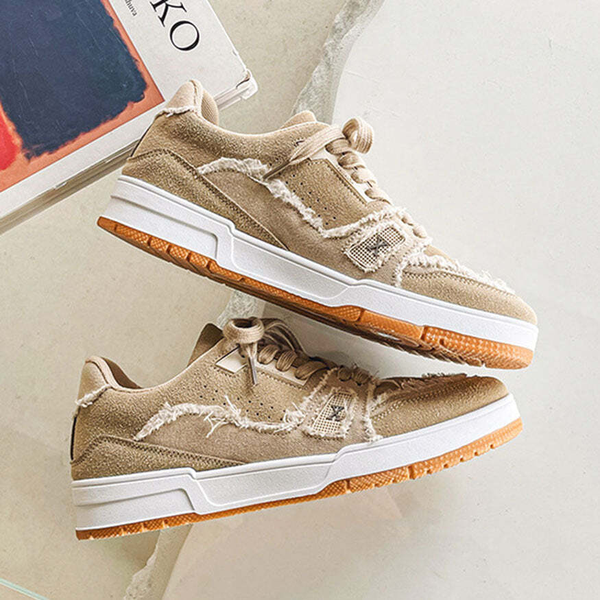 Style Core Aesthetics, New Style Trends Raw-Edge Contrast Color Skate Shoes Style Core Aesthetics, New Style Trends Raw-Edge Contrast Color Skate Shoes