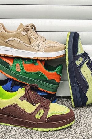 Style Core Aesthetics, New Style Trends Raw-Edge Contrast Color Skate Shoes