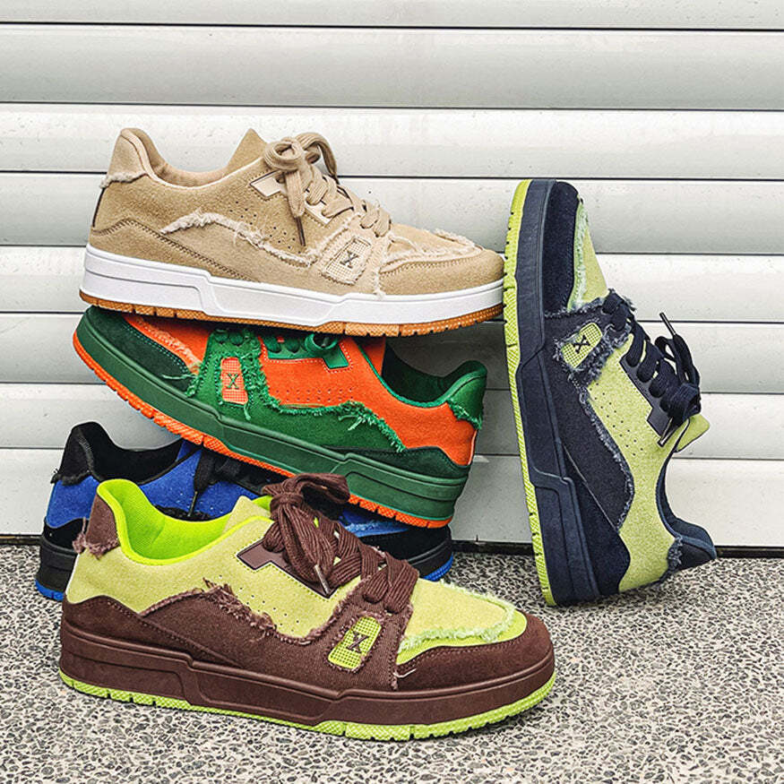 Style Core Aesthetics, New Style Trends Raw-Edge Contrast Color Skate Shoes Style Core Aesthetics, New Style Trends Raw-Edge Contrast Color Skate Shoes