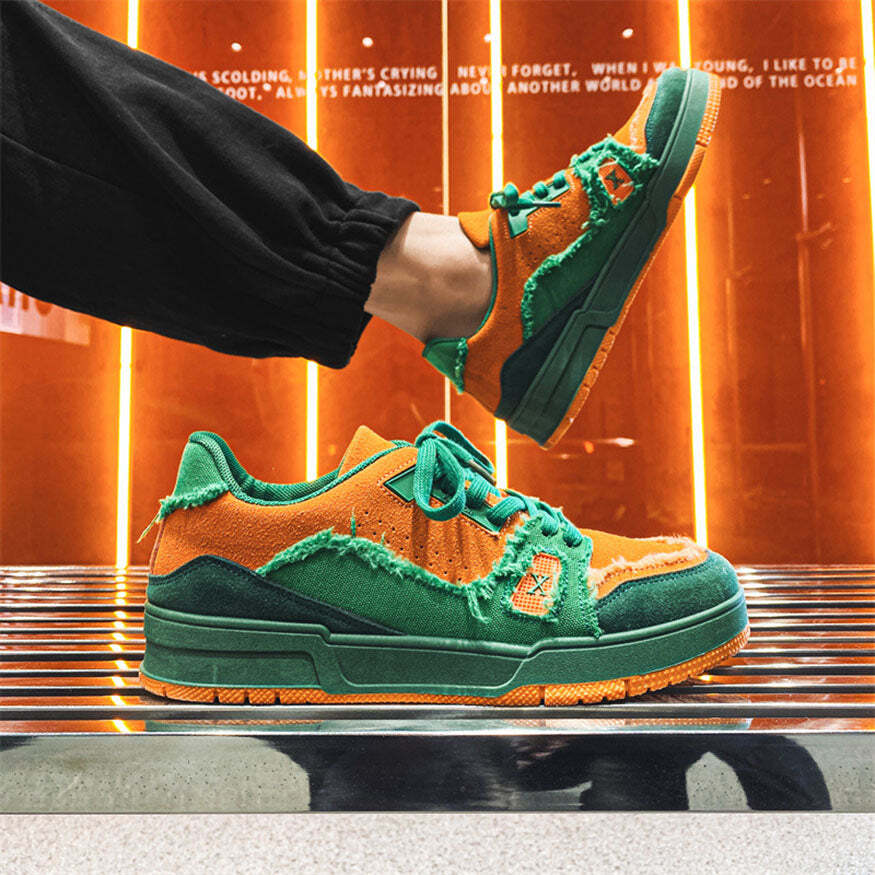 Style Core Aesthetics, New Style Trends Raw-Edge Contrast Color Skate Shoes Style Core Aesthetics, New Style Trends Raw-Edge Contrast Color Skate Shoes