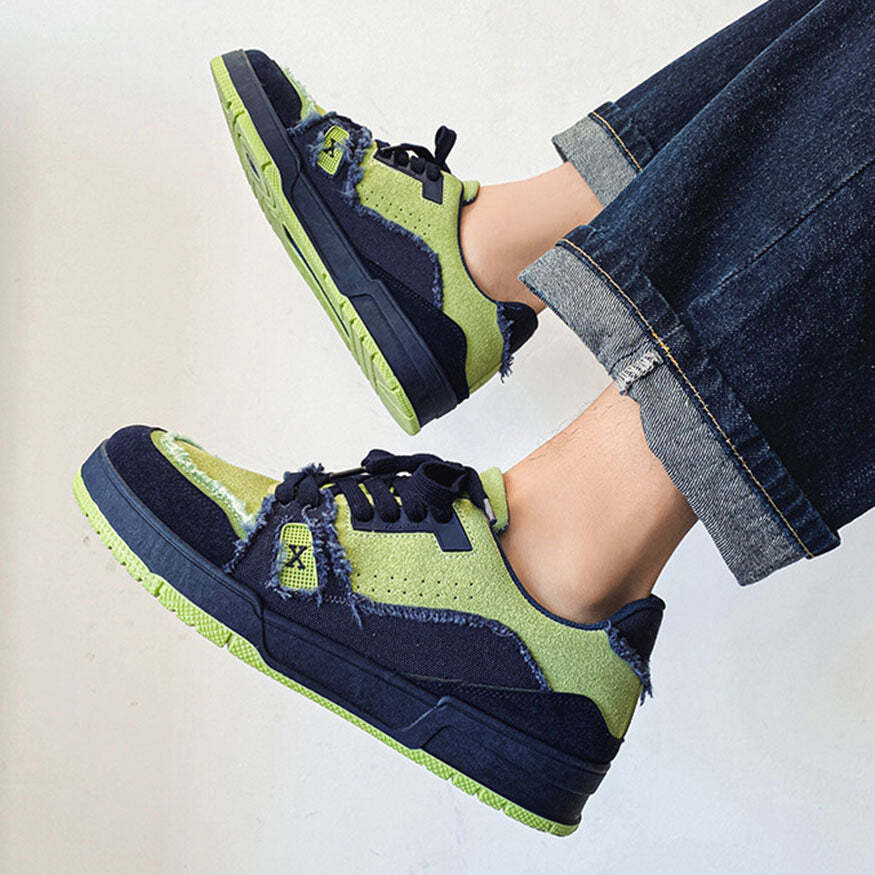 Style Core Aesthetics, New Style Trends Raw-Edge Contrast Color Skate Shoes Style Core Aesthetics, New Style Trends Raw-Edge Contrast Color Skate Shoes