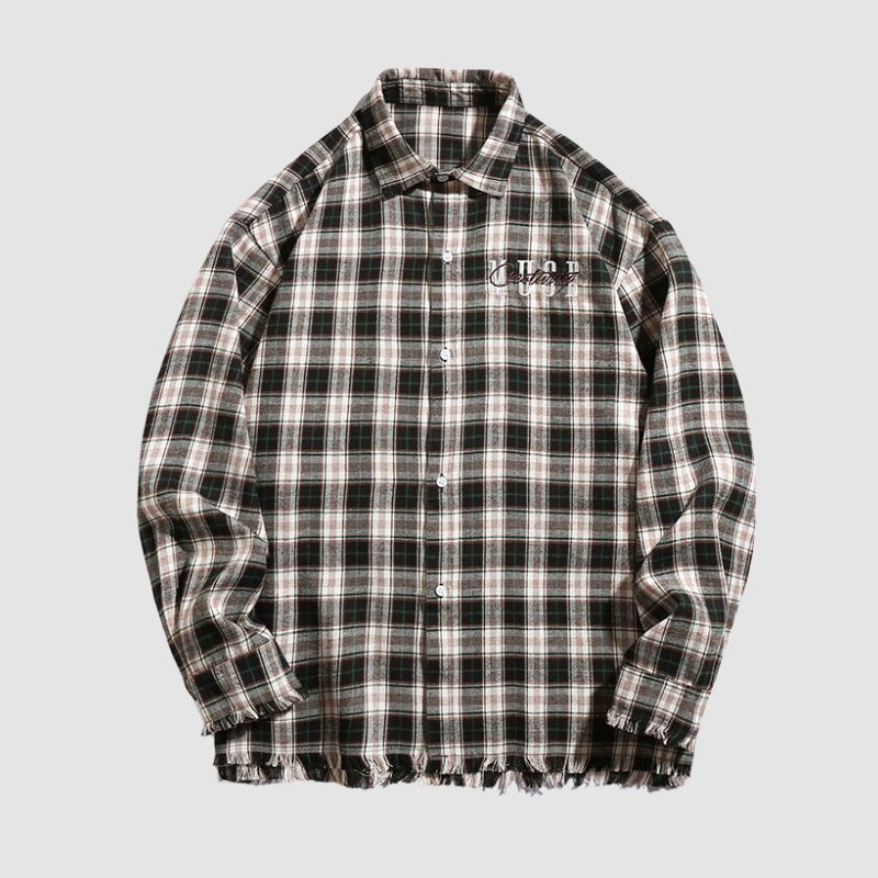 Style Core Aesthetics, New Style Trends Raw Hem Plaid Shirts