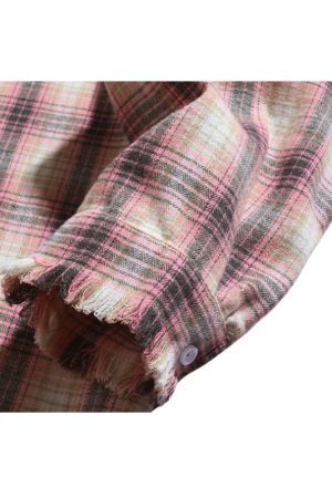 Style Core Aesthetics, New Style Trends Raw Hem Plaid Shirts