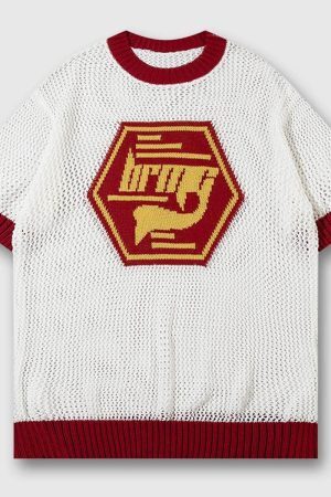 Style Core Aesthetics, New Style Trends Red Crest White Knit Sweater