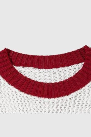 Style Core Aesthetics, New Style Trends Red Crest White Knit Sweater