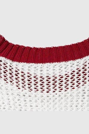 Style Core Aesthetics, New Style Trends Red Crest White Knit Sweater