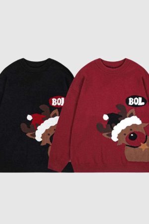 Style Core Aesthetics, New Style Trends Reindeer Knit Christmas Sweater