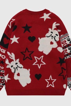 Style Core Aesthetics, New Style Trends Reindeer Patchwork Christmas Sweater