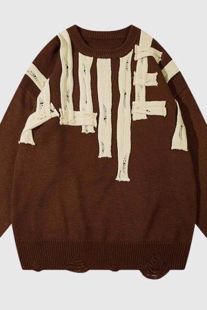 Style Core Aesthetics, New Style Trends Retro Abstract Striped Sweater