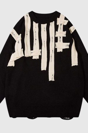 Style Core Aesthetics, New Style Trends Retro Abstract Striped Sweater