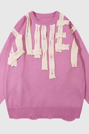 Style Core Aesthetics, New Style Trends Retro Abstract Striped Sweater