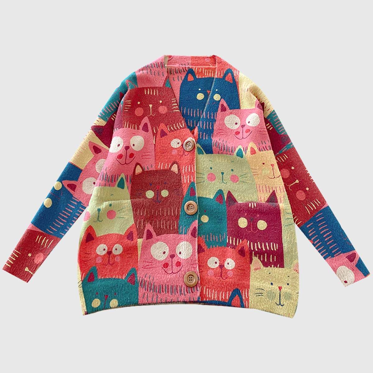 Style Core Aesthetics, New Style Trends Retro Cartoon Cat Cardigan
