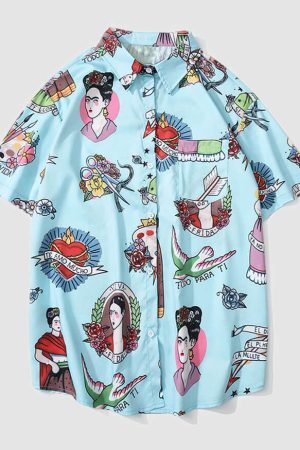 Style Core Aesthetics, New Style Trends Retro Cartoon Character Shirt